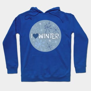 I Heart Winter Illustrated Text with snowflakes Hoodie